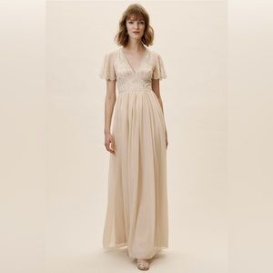 BHLDN Fresna Embroidered Bridesmaid Dress in Champagne